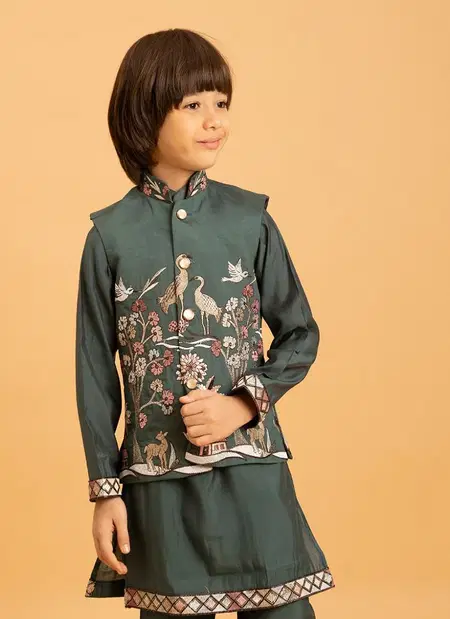 Mini Ethnics By Clleora Viscose Silk Online Kids Boys Wear Koti Kurta Pajama Wholesale